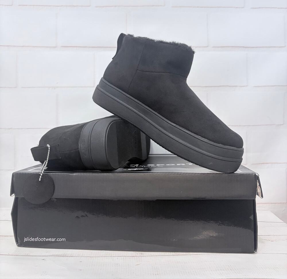 J/Slides black Nicely Faux Fur-Lined Ankle Boot Women Size 8.5 NIB